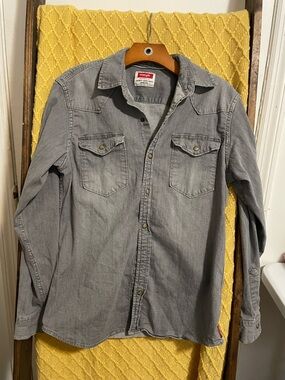 Wrangler Gray Western Pearl Snap-Front Shirt